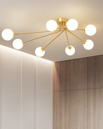 Đèn ốp trần thân đồng bóng tròn tối giản 67098