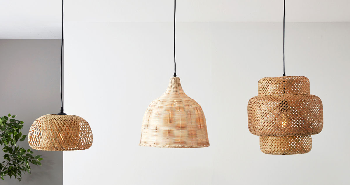 Đèn thả mây tre đan trang trí