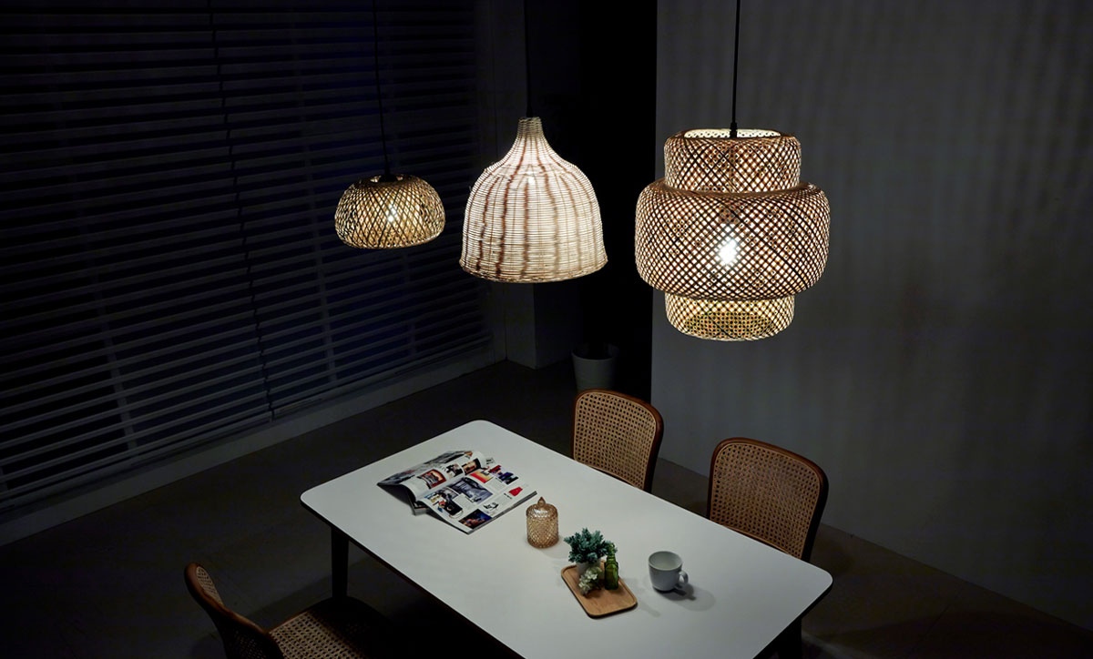 Đèn thả mây tre đan trang trí