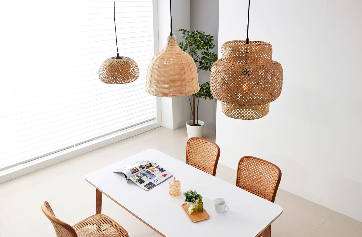 Đèn thả mây tre đan trang trí