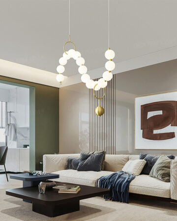 Đèn thả dây chuyền ngọc trai phong cách bắc Âu hiện đại 65039