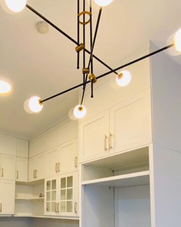 Đèn chùm đồng chao đá Tân cổ điển 16 tay