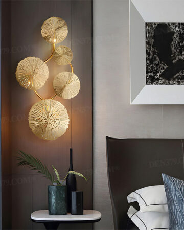 Đèn tường lá sen kim loại hắt sáng trang trí phòng khách, phòng ngủ 65332