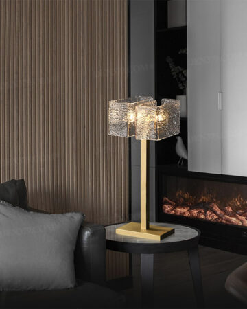 Đèn để bàn trang trí chụp thủy tinh vân nước cao cấp 67537