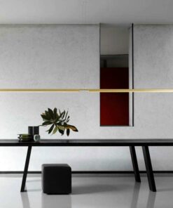 Đèn thả thanh ngang vàng đồng hiện đại trang trí bàn ăn L12274