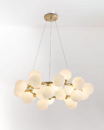 Đèn chùm thủy tinh 25 bóng thân vàng cao cấp 43152