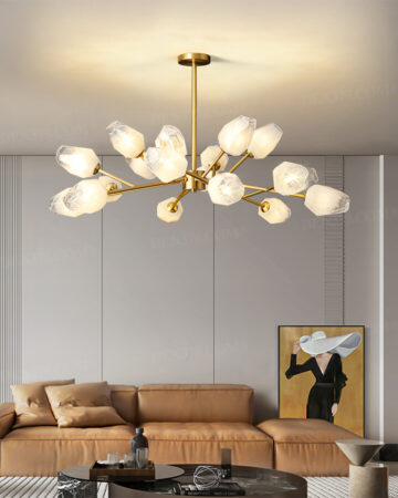 Đèn chùm thủy tinh chụp búp hoa phong cách hiện đại 67589