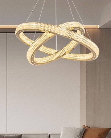 Đèn thả trang trí 2 vòng tròn pha lê cao cấp 67668