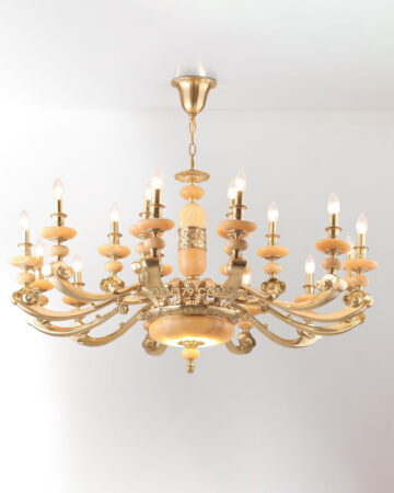 Đèn chùm đồng thân đá ngọc cao cấp D1244/12+6