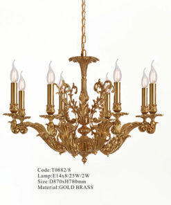 đèn chùm đồng bóng nến cao cấp cổ điển 8 tay