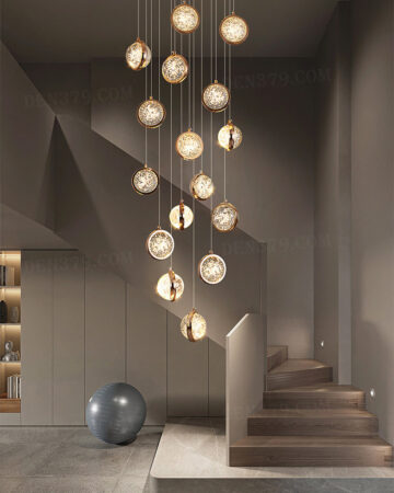 Đèn thả pha lê trang trí thông tầng 15 bóng 86623