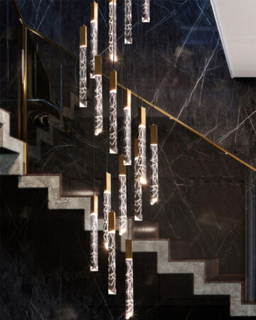 Đèn thả pha lê cao cấp trang trí thông tầng 18 bóng 86573