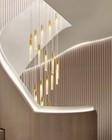 Đèn thả pha lê cao cấp trang trí thông tầng 18 bóng 86580