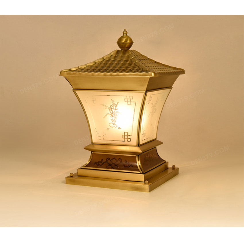 Đèn trụ cổng đồng cao cấp trang trí ngoài trời 41159