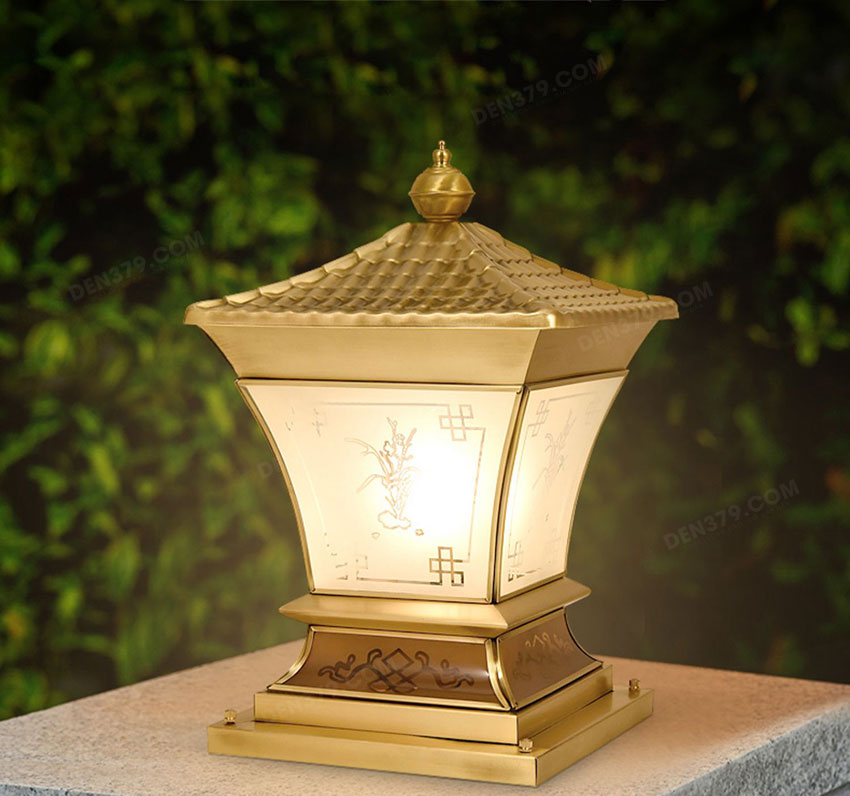 Đèn trụ cổng đồng cao cấp trang trí ngoài trời 41159