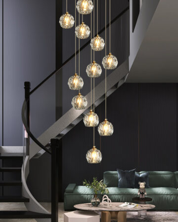 Đèn thả pha lê trang trí thông tầng 12 bóng 63726