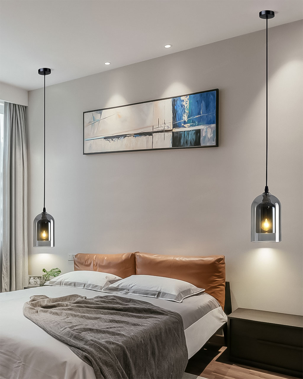 Đèn thả trang trí thủy tinh khói hiện đại T3020