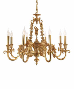 ĐÈN CHÙM ĐỒNG BÓNG nến cổ điển cao cấp 8 tay