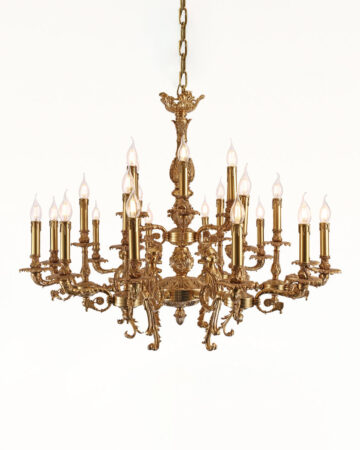 đèn chùm đồng bóng nến cổ điển cao cấp 24 tay