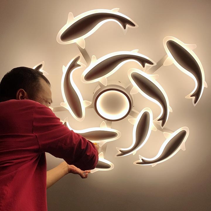 Đèn mâm LED ốp trần Đàn Cá Heo