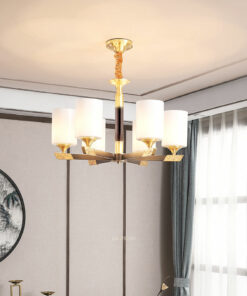 VIRGO V9016/6 | Đèn chùm 6 bóng chụp thủy tinh, khung hợp kim