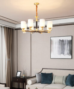 VIRGO V9016/6 | Đèn chùm 6 bóng chụp thủy tinh, khung hợp kim