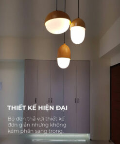 Đèn thả trang trí gỗ & thủy tinh KD85775