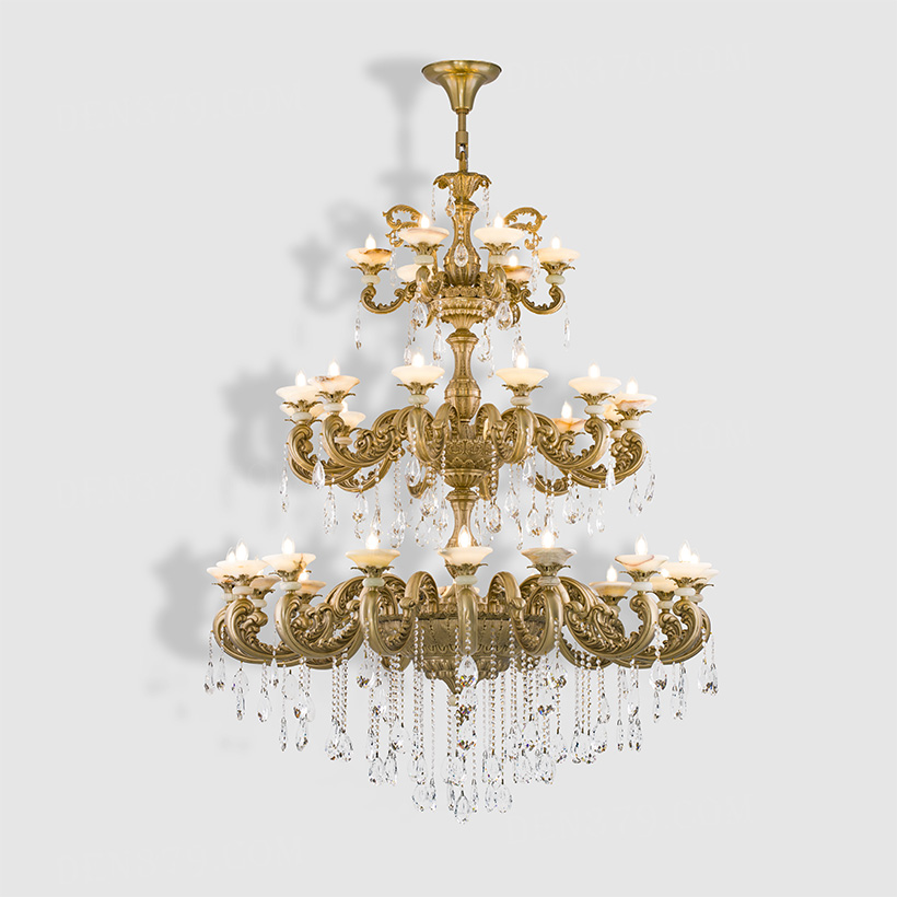 Đèn chùm đồng cổ điển pha lê cao cấp 86912