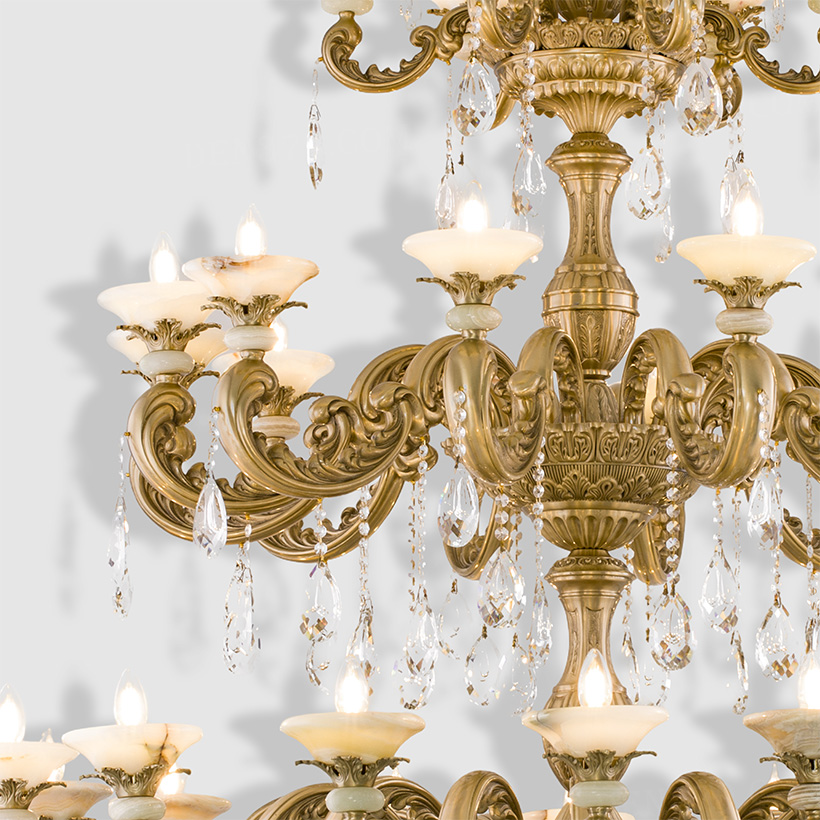 Đèn chùm đồng cổ điển pha lê cao cấp 86912
