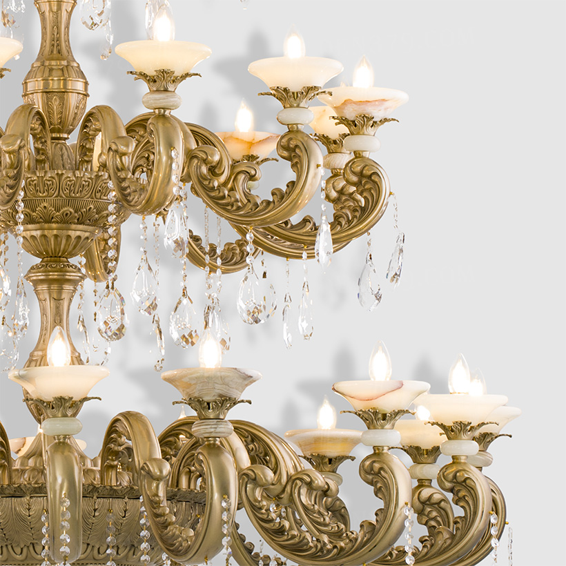 Đèn chùm đồng cổ điển pha lê cao cấp 86912