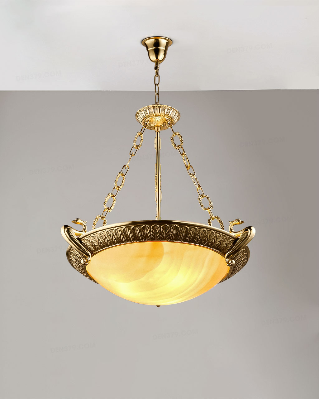 Đèn thả cổ điển khung đồng chao đá ngọc cao cấp T293