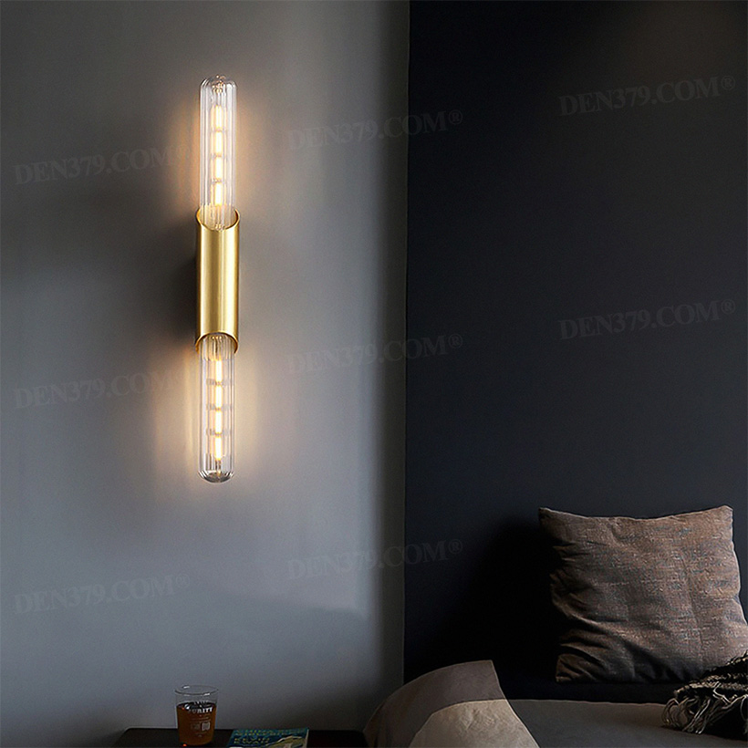 Đèn tường bằng đồng decor 2 đầu thủy tinh 65914