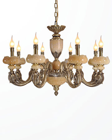 Đèn chùm đồng chao đá Tân cổ điển