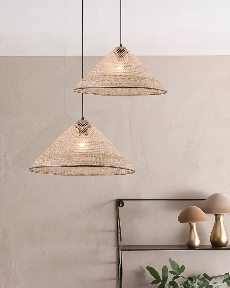 Đèn thả mây tre trang trí V92614