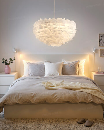 Đèn thả trang trí lông vũ trắng 75490