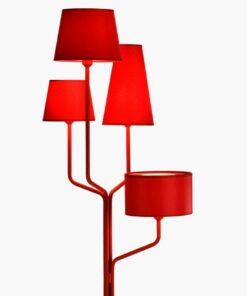 Đèn cây đứng 4 bóng chụp vải cao cấp (đỏ)