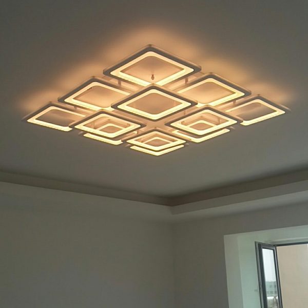 đèn mâm led ốp trần ô vuông hiện đại