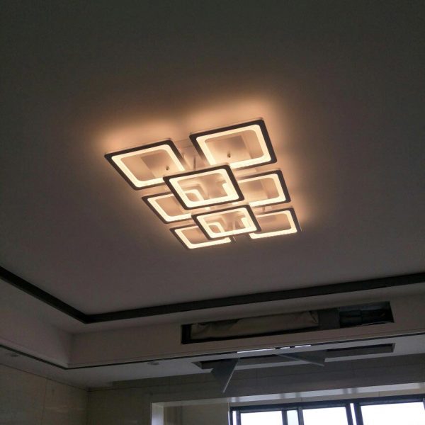 đèn mâm led ốp trần ô vuông hiện đại