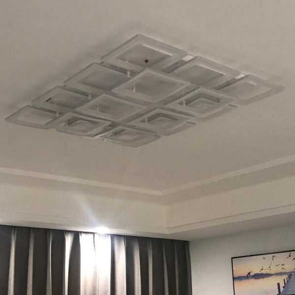 đèn mâm led ốp trần ô vuông hiện đại