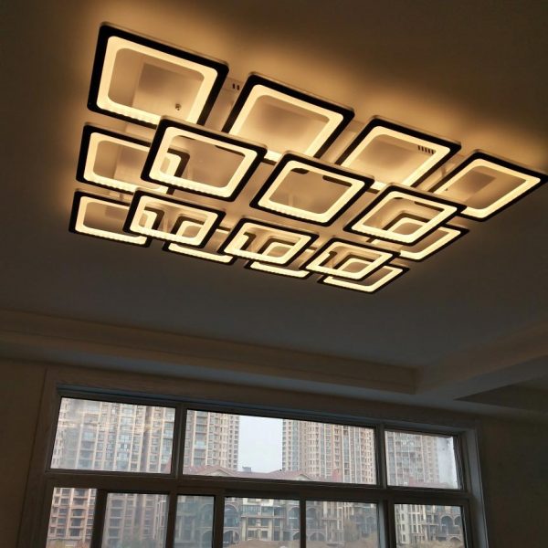 đèn mâm led ốp trần ô vuông hiện đại