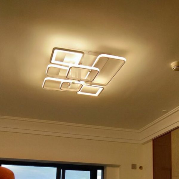 đèn mâm led ốp trần ô vuông hiện đại