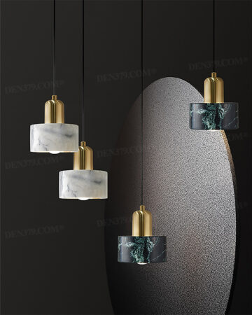 Đèn thả trang trí chụp đá xanh chuôi đồng cao cấp 63997