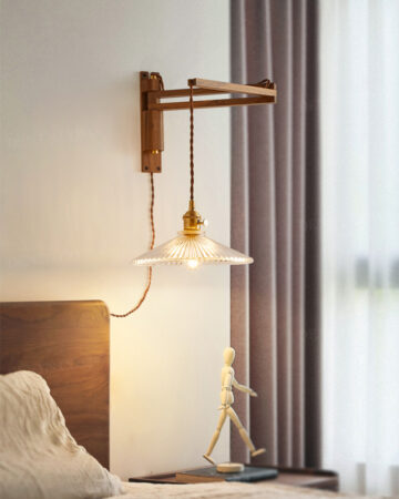 Đèn tường đui đồng thân gỗ điều chỉnh sáng tạo 66219