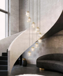 Bộ đèn thả thủy tinh cao cấp thông tầng cầu thang, giếng trời 18910