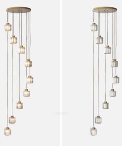 Bộ đèn thả thủy tinh cao cấp thông tầng cầu thang, giếng trời 18910