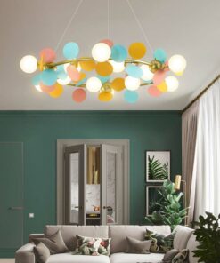 Đèn chùm trang trí phòng khách vòng nguyệt quế nhiều màu