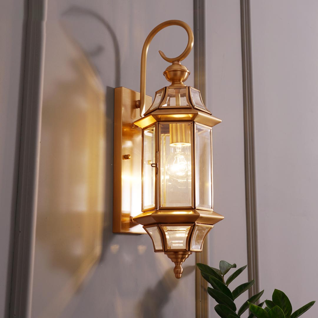 đèn tường đồng ngoài trời cổ điển