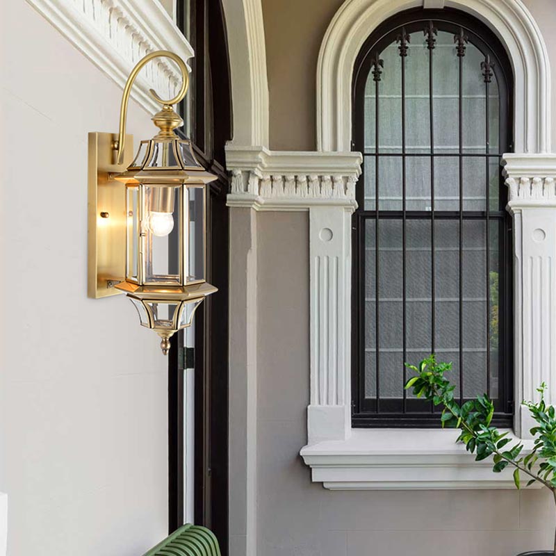 đèn tường đồng ngoài trời cổ điển