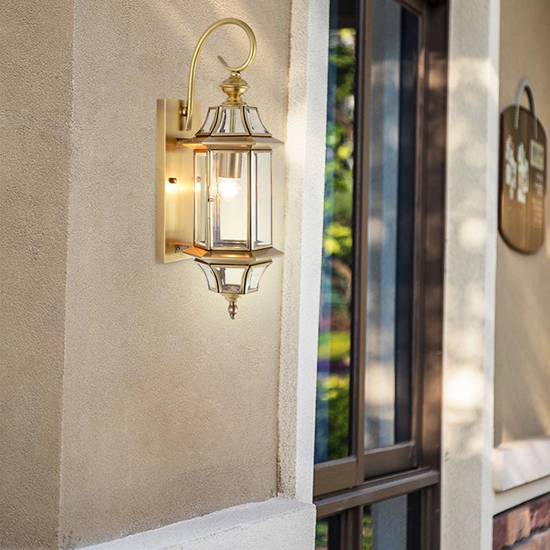 đèn tường đồng ngoài trời cổ điển