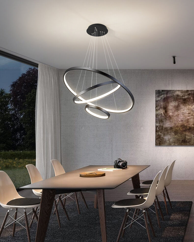 Đèn thả LED 3 vòng hiện đại VR816-BK (Màu đen)